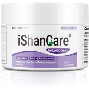 ishancare Folliculitis Treatment, Highly Effective Folliculitis Cream, Natural folliculitis for Itching, Redness, Inflammation, Ache, Burning, 3.53 Oz
