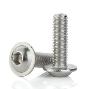 M6-1.0 x 12mm Flange Button Head Socket Cap Screws, Stainless Steel 18-8 (304), Bright Finish, Fully Threaded, Allen Socket Drive, 20 PCS
