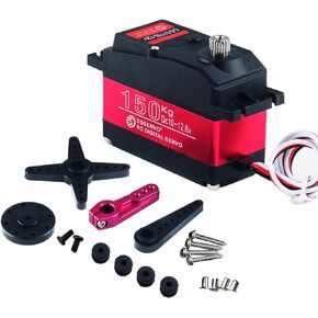 Stemedu 150KG DS51150 Digital Servo Metal Gear Steering Motor 12V High Voltage Robotic Servo Waterproof with 25T Servo Horn (Control Angle 270 Degree)
