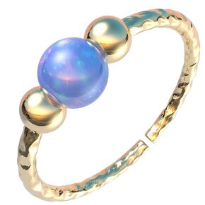 Thin Gold Nose Piericng Hoop - Tiny Hypoallergenic 7mm Handmade Nose Ring with a 3mm Blue opal - Hammered 14k Gold Filled 20 Gauge Nose Hoop Jewelry