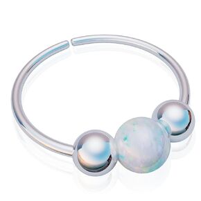 Blue Opal Silver Septum Piercing Hoop 20 Gauge - 925 Silver Septum Ring For Women Men - Hypoallergenic Septum Jewelry