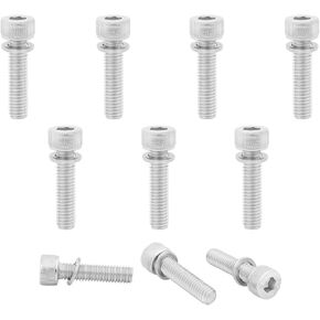 Xcotro 10 قطع من الفولاذ المقاوم للصدأ M5x20mm براغي مقبس سداسي الرأس ومسامير مع غسالات لدراجة MTB دراجة ركوب الدراجات الجذعية الثابتة المسمار الملحقات in Kuwait