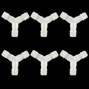 Plastic 3/8" Hose Barb 3 Way Wye Y Shape Barbed Polypropylene Splitter Fitting Splicer for Water Fuel Air (Pack of 6)