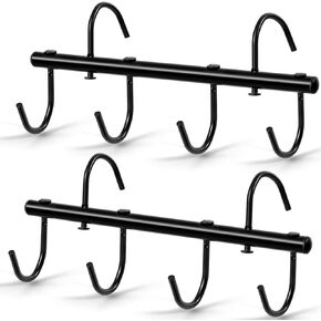 Dunzy 2 Pcs Black Tack Rack with Swivel Hooks, Hanging Bridle Hooks Portable Tack Hangers for Horses, Horse Tack Room Organizer Horse Tack Holder for Stall Room Trailer Accessories (6 Hooks Style)