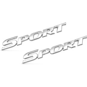 2PCS 3D Metal Sport Sticker for Car, Sport Emblem Car Tailgate Decal Sticker, Car Exterior Decoration Accessories, Personalise 3D Premium Decals Emblem, Trunk Fender 3D Sticker Modification (Silver)