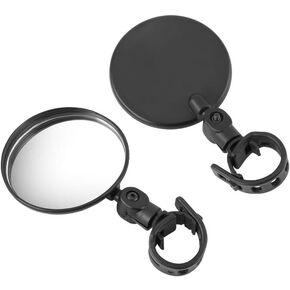 2Pcs Black Adjustable Rear View Mirror for Bikes, Universal Rearview Mirror for Handlebars, Wide Angle Acrylic Convex Safety Mirror for Adult Bikes/Kids/Road/Mountain Bike，Bike Mirror