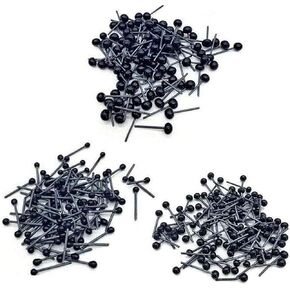 300pcs (3 Size 2mm/3mm/4mm Mixed) Mini Black Glass Eyes on Wire Amber Toy Teddy Eyes Puppets Dolls Crafts,100pcs (50pairs) per Size