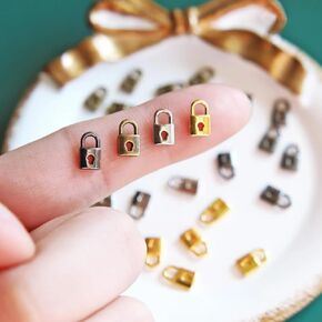 5×8mm / 0.2"×0.31" Super Tiny Metal Locks Pendant, Mini Doll Locks Charm, Doll Handbags Locks, in 4 Colors, Doll Bag Hardware, Mini Craft Supply (5 PCS)