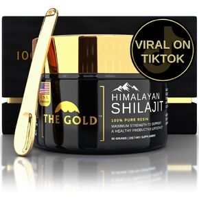 THE GOLD Shilajit Resin | Shilajit Pure Himalayan Organic Shilajit for Men & for Women Lab Test in USA Grade A+ All Natural Dietary Supplement with Fulvic Acid + Trace Minerals | 50 Grams 100 Servings