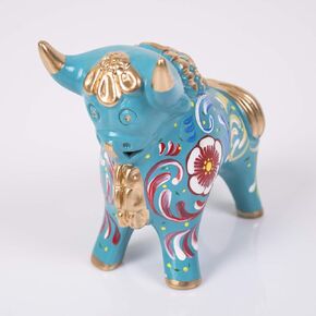 Turquoise Figurine Pucara Bull 4.7"H, Ceramic Bull Pucara, Peru Folk art, Pottery Sculpture Bull, sculpture made of clay, Unique Gift Peru
