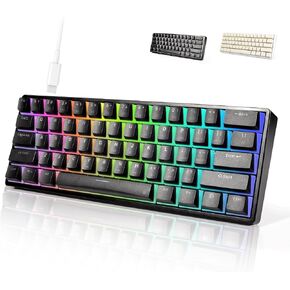 OUPARY 60% Wired RGB Gaming Mechanical Keyboard, 61 Keys Compact Red Switch Keyboard with Pro Driver Support, Black
