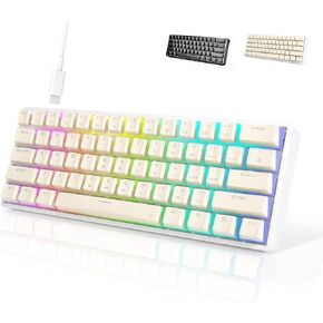 OUPARY 60% Wired RGB Gaming Mechanical Keyboard, 61 Keys Compact Red Switch Keyboard with Pro Driver Support, Black