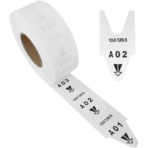 1 Roll of 2-Digit Take-A-Number Tickets Turn-O-Matic - 3000 Tickets/Roll for D80 Ticket Dispenser 6 Groups Queue Number from A01-E99 White (White-1 Roll)