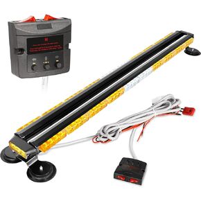 ASPL 47'' Rooftop Strobe Flashing Light Bar with 28 Strong Magnets High Visibility LED Traffic Advisor Emergency Warning Light for Tow Trucks Pickup Snowplow Vehicles (Amber/White)