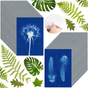 مجموعة ورق طباعة الشمس مكونة من 60 ورقة، ورق فني للشمس مقاس A5 مع أداة بلاستيكية واحدة للطباعة الشمسية، ورق تصوير شمسي حساس للضوء للحرف اليدوية للأطفال (5.8 × 8.3 بوصة) in Kuwait