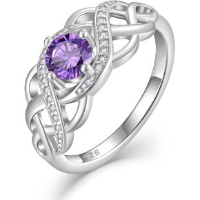 Lwsary Celtic Knot Ring for Women Sterling Silver Infinity Birthstone Promise Engagement Anniversary Ring(size6~10)