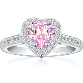 Cijisx 925 Sterling Silver Engagement Ring for Women Gemstone Birthstone Promise Ring for Her Colored Cubic Zirconia Ring Size 4-10.5
