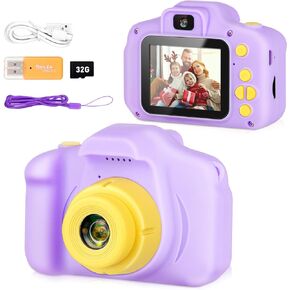Kids Selfie Camera, Portable Digital Cameras Toys for Kids Christmas Birthday Gifts for Boys/Girls Age 3 4 5 6 7 8 9 with 32GB SD Card (Purple)