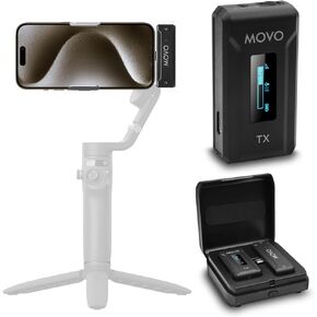 Movo WMX-2-C Wireless Microphone for iPhone 15 with Charging Case - 7HR Battery Wireless Lavalier Microphone for iPhone 15-328' Range USB C Lapel Mic
