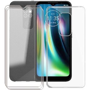 Phone Case for Motorola Defy 2021 (6.5"), with [3 x Tempered Glass Protective Film], KJYF Clear Soft TPU Shell Ultra-Thin [Anti-Scratch] [Anti-Yellow] Case for Motorola Defy 2021 - Clear