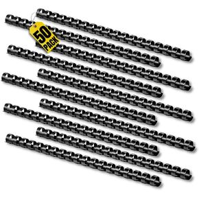 1InTheOffice Comb Binding Spines 8.5x11, Ring Plastic Binding Comb, Black Comb Spines, 1/2" Diameter (50/Pack)