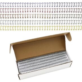 100 Pack Metal Twin Loop Binding Wire Coils, 32-Loop, 3/8" Mixing Color Double Loop Wire Binding Rings Wire, 3:1 Pitch, Multi Color Binding Spirals 10mm