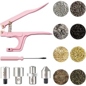 مجموعة كماشة حلقات معدنية، مجموعة كماشة ثقب BIOUU مع 4 ألوان 2000 فتحة معدنية، مجموعة أدوات حلقة معدنية للأحزمة الجلدية (ذهبي، فضي، برونزي، أسود مسدس، 3/16 بوصة) in Kuwait