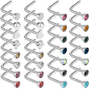 Yolev 30Pieces Surgical Stainless Steel Nose Studs, Jewelry for Women Men Steel Nose Studs Rings Piercing Earring Piercing Bars Set Unisex Gift for Women Men,15 Colors in Saudi Arabia