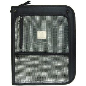 Top Flight Titanium Zipper Binder with 1.5 Inch Slant D-Rings, Foldout Pouch, CD Carrier and Interior File Pocket, 13.5 x 11 Inches, 1 Binder, Black/Silver (4511490)