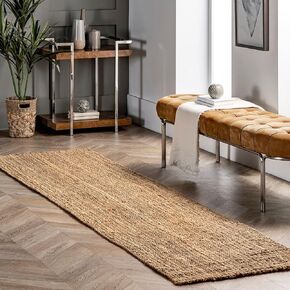 nuLOOM Ashli Solid Farmhouse Jute Area Rug, 8x10, Natural