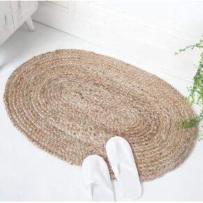 RAJRANG Natural Jute Area Rug 2 x 3 Feet - Reversible Braided Farmhouse Rectangular Rugs for Entryway, Front Door, Home Decor
