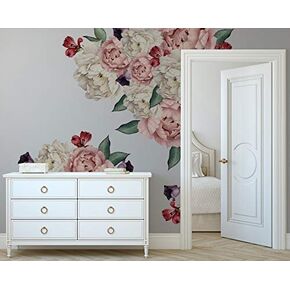 Murwall Floral Wall Decal Peony Flower Wall Sticker Peel and Stick Tulip Flowers Wall Stick Flower Removable Wall Stickers