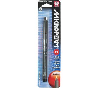 Sakura 34081 Microperm Blister Card Ultra-Fine Point 01 Pen, 0.25-mm, Black