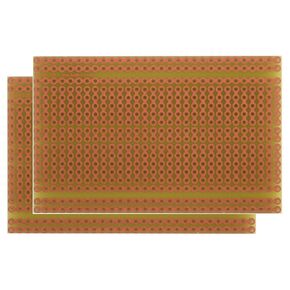 SB400 Solderable PC BreadBoard Two-Pack, 1 Sided PCB, Matches 400 tie-Point breadboards with Power Rails, 1.90 x 3.00 in (48.3 x 76.2 mm)