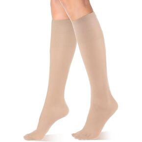Mabor 6 Pairs Womens Knee High Stockings Knee High Sheer Socks for Women Ladies 20D Nude Knee High Trouser Socks Compression Pantyhose with Reinforced Toe