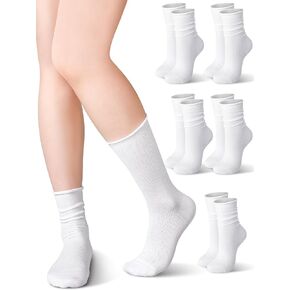 ShinyMatch 5 Pairs Women's Summer Socks Thin Mesh Crew Socks Scrunch Slouch Socks Roll Top Socks Dress Socks