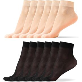 HAOWA 12 Pack Women's Nylon Socks Ankle High Sheer Pantyhose