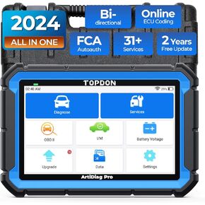 TOPDON Bidirectional Scan Tool, ArtiDiag Pro OBD2 Scanner Diagnostic Tool with ECU Coding, 2-Year Update/FCA Autoauth/31+ Services/All System Diagnosis