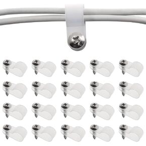 Bonsicoky 50Pcs 3/8 Inch Rope Light P-Style Clips with Screws, Cable Clip Wire Clamp Cable Organizer Cord Holder for Wire Management