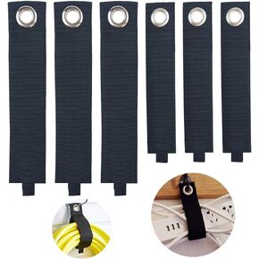 YiwerDer Heavy Duty Storage Straps, 6 Assorted Pack 3M/3L, Hook and Loop Adjustable Strap Holder, Extension Cord Organizer Hanger for Cables, Hoses, Rope and More (Black)