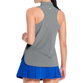 MIER Women's Golf Polo Shirts Sleeveless Dry Fit Collared Tennis Top with Racerback Athletic Solid Tank Tops, Breathable