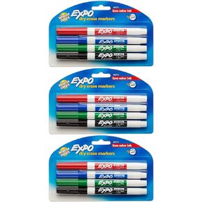Expo Low-Odor Dry Erase Markers, Fine Point, 12-Pack, Assorted Colors