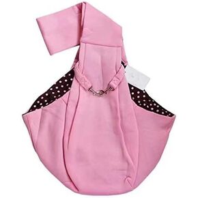 Dog Sling Carrier, Subway Hands-Free Dog Cat Carrying Bag, Double-Sided Reversible Soft Fabric Puppy Sling, Outdoor Breathable Cotton Carrier for Medium Dog Cat Pet（Pink） in Kuwait