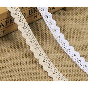 10 Yards 1/2 Inch Wide Cotton Lace Trim DIY Craft Delicate Ribbon Scallop Edge for Scrapbooking Gift Package Crocheted Lace Trim Craft Ribbon White