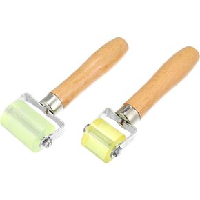 X AUTOHAUX 1 Set Seam Roller 5cm 3cm Wallpaper Car Audio Sound Deadening Application Roller Tool for Auto Noise Wheel Hand Pressure Roller Rolling Wheel PU Metal Wooden