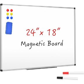SunyesYoon Magnetic Dry Erase Whiteboard 48 x 36 Inch - 4 x 3 Large White Board, Silver Aluminum Frame Wall-Mounted, Magnetic Eraser, 2 Pen, Detachable Marker Tray, 6 Magnets for Office, School