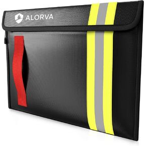 Alorva Fireproof & Water-Resistant Document Bag – 15.5 x 11 x 3-inch Pouch for Legal Documents & Valuables - Double-Layered Zippered Protection – Firefighter Designed (Black)