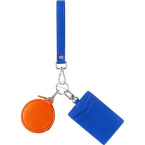 Vegalty Leather Keychain Wristlet Wallet for Women Dual Pouch Wristlet Mini Purse with Card Holder Women Wallet Portable Landyard Coin Purse Keychain Wallet