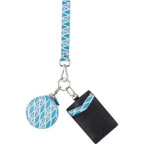Vegalty Leather Keychain Wristlet Wallet for Women Dual Pouch Wristlet Mini Purse with Card Holder Women Wallet Portable Landyard Coin Purse Keychain Wallet