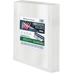 MAGIC SEAL Chamber Machine Vacuum Pouches, Vacuum Sealer Smooth Flat Bags for Food Storage, BPA Free, 10 x 12 Inch, Pack of 100 Pre-Cut - NOT Compatible with FoodSaver Type Vacuum Sealers